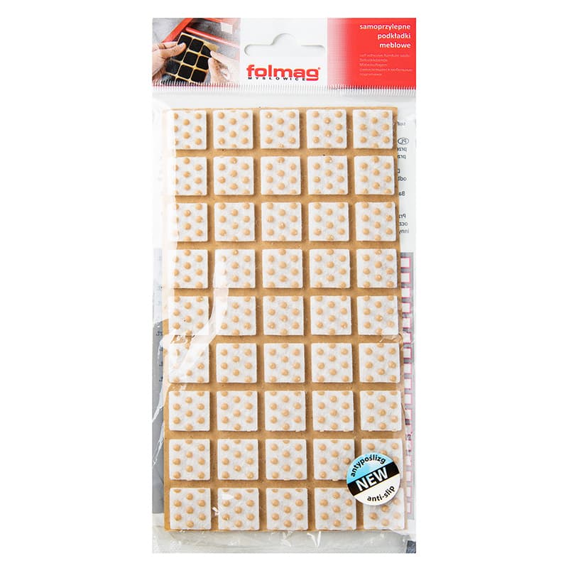 Самоклеющаяся антиковзная войлочная для ножек Folmag 15x15 белый (45 шт)