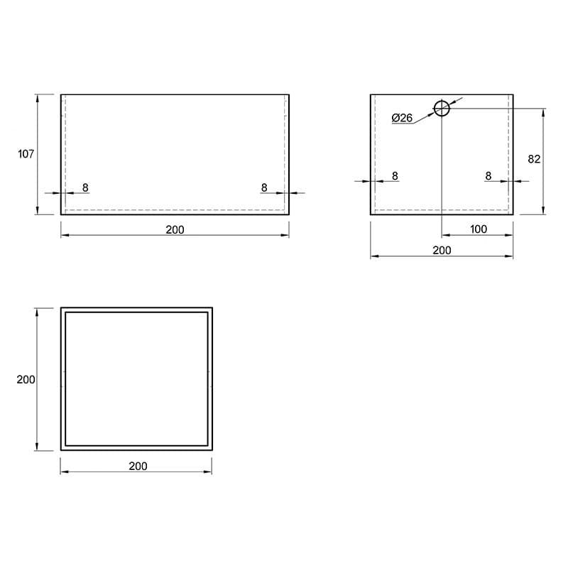 Коробочка W=200 L=200 H=107 (КR 107.200.200) Серая Коробочка W=200 L=200 H=107 (КR 107.200.200) Серая