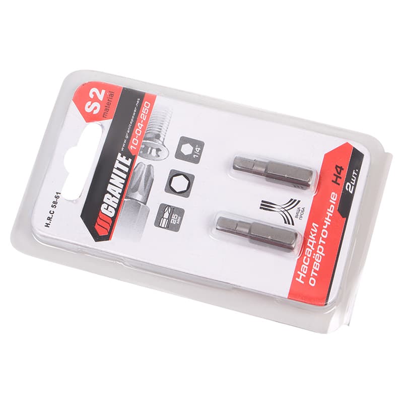 Біти H4 (HEX), 25 мм, S2, 2 шт Mastertool