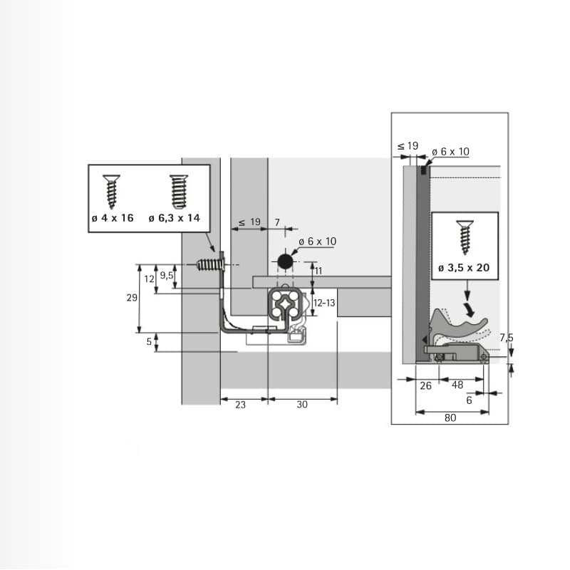 Quadro 25.P2O L=300мм частичного выдвижения, правая, ДСП до 19 мм (9260345) Hettich Quadro 25.P2O L=300мм частичного выдвижения, правая, ДСП до 19 мм (9260345) Hettich