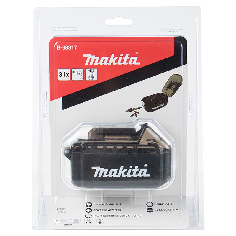 Набір біт в футлярі форми батареї LXT 31 предмет (B-68317) Makita Набір біт в футлярі форми батареї LXT 31 предмет (B-68317) Makita