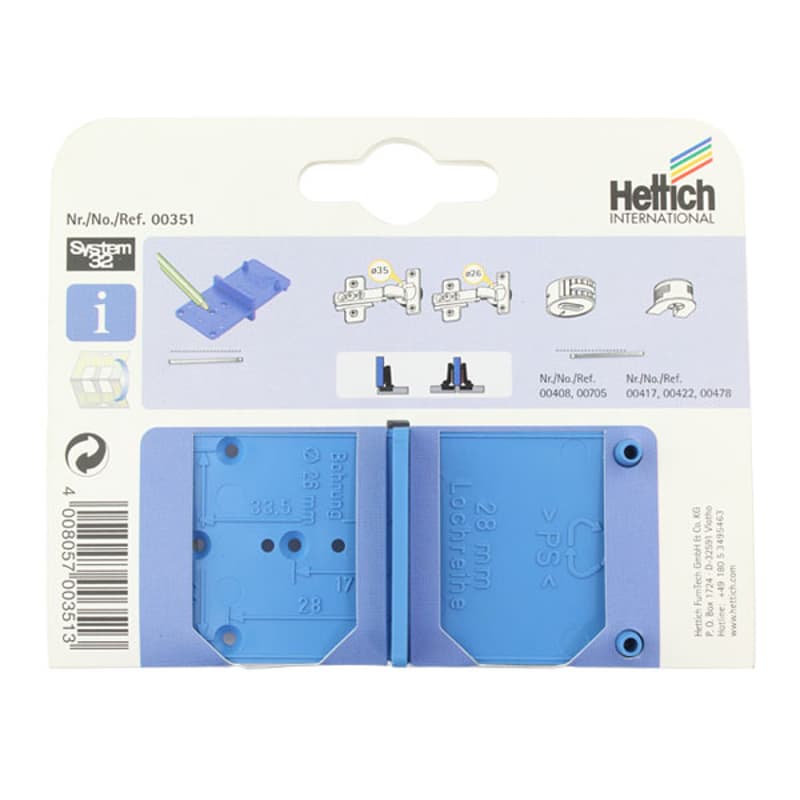 Шаблон MultiBlue универсальный для петель и монтажных планок (351) Hettich Шаблон MultiBlue универсальный для петель и монтажных планок (351) Hettich