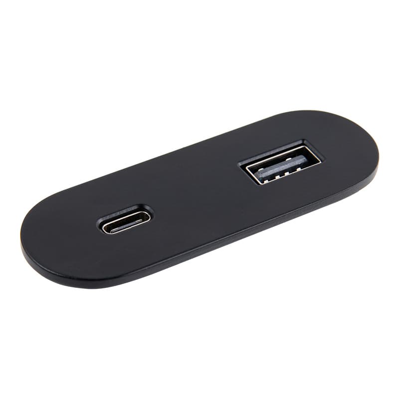 VersaPICK USB-розетка овальна,1 USB, порт 5V(А+С) 110-220V,IP20,ZAMAK, чорний мат (06029Z00061)