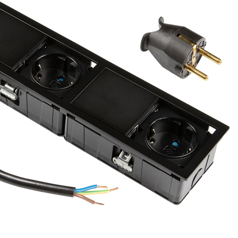 VersaHIT MONO Розетковий блок подвійний, 2 розетки, 110-220V, 16A, IP54, чорний мат (06025F00028) VersaHIT MONO Розетковий блок подвійний, 2 розетки, 110-220V, 16A, IP54, чорний мат (06025F00028)