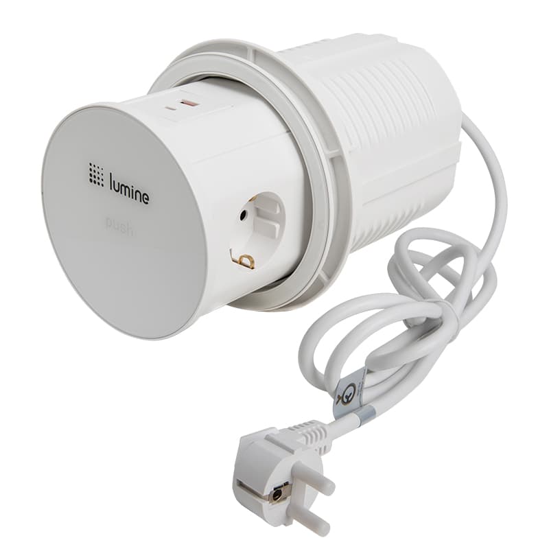 Висувний розетковий блок Lumine SUPERNOVA 3xрозетки,  2xUSB A+C (20W), білий