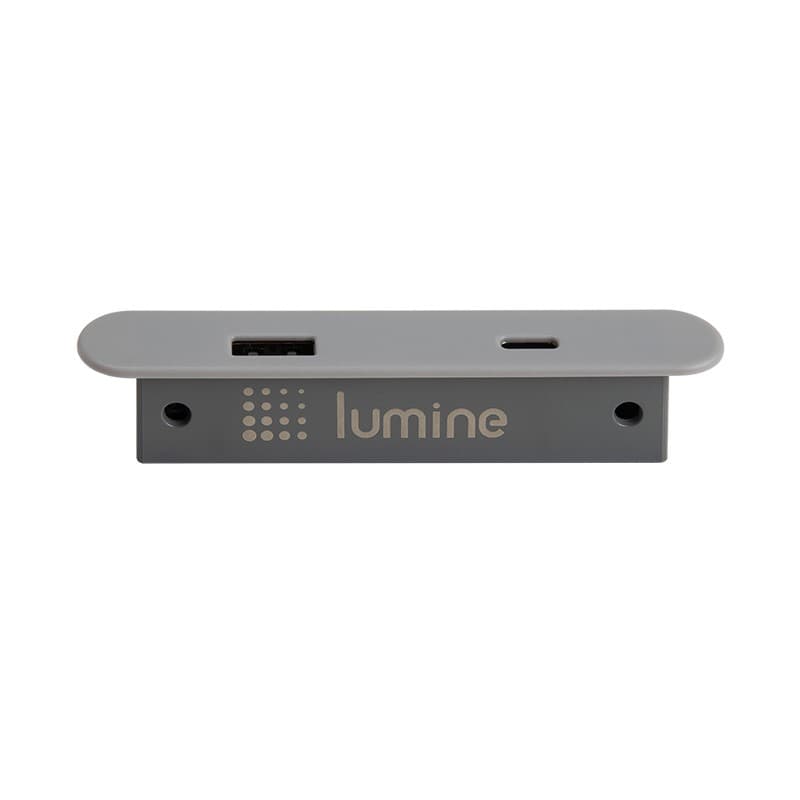 USB-розетка овальна Lumine PULSE, 2xUSB A+C (15W), сірий