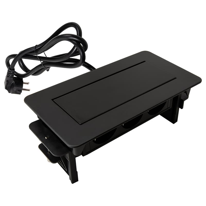 Вбудований розетковий блок Lumine SPACE 2xрозетки, 2xUSB A+C (15,5W), чорний