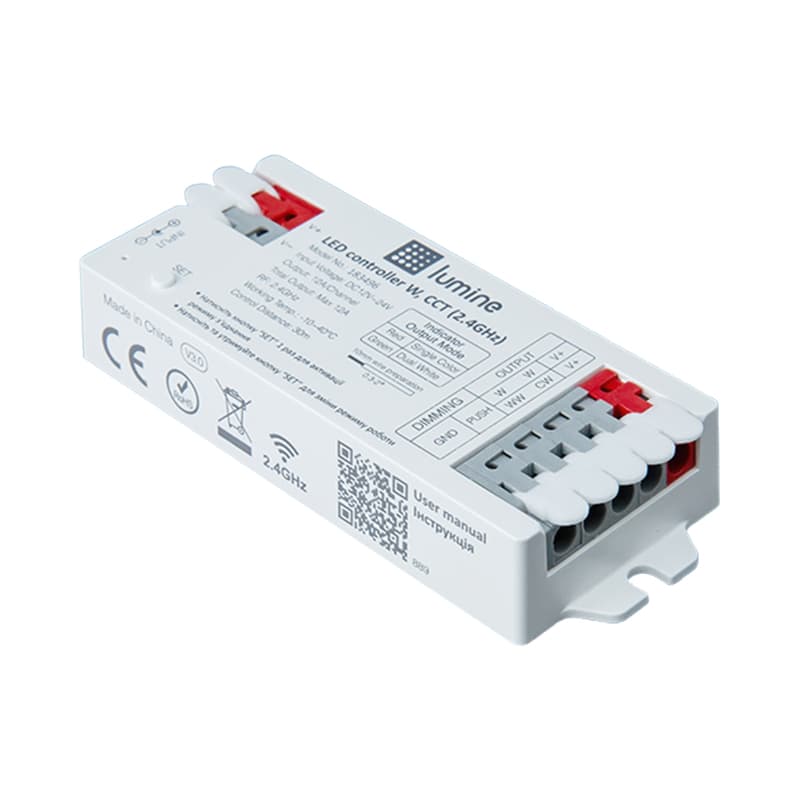 LED контроллер W, ССT 2 в 1, DC 12/24V, 12А, 2,4G, Lumine LED контроллер W, ССT 2 в 1, DC 12/24V, 12А, 2,4G, Lumine