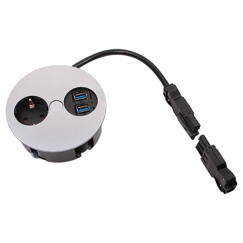 TWIST розеточний блок 1xРозетка, 2xUSB, матовий хром TWIST розеточний блок 1xРозетка, 2xUSB, матовий хром