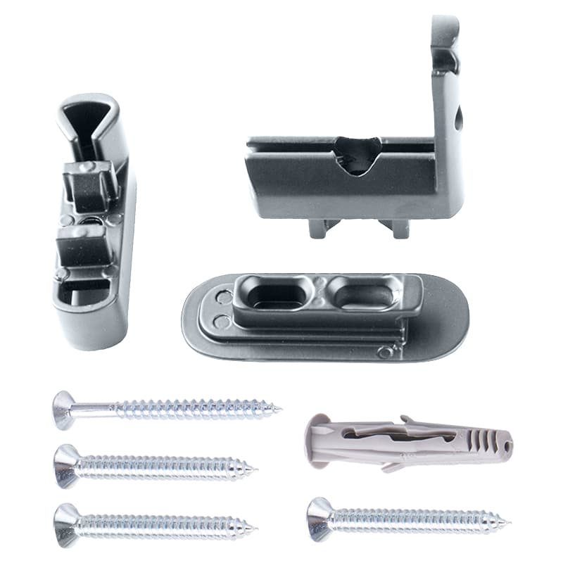 Кріплення та кутовий з'єднувач для вертикальної стійки, комплект, ардезія EUREKA Slim Кріплення та кутовий з'єднувач для вертикальної стійки, комплект, ардезія EUREKA Slim