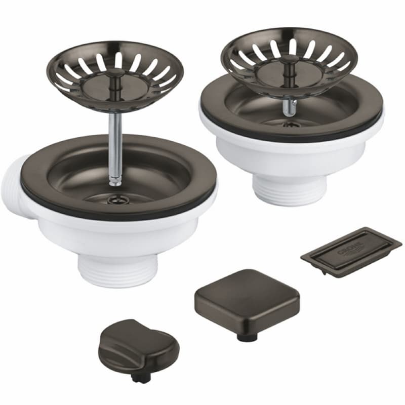 Сливной комплект для двух чаш с эксцентриком, матовый графит Grohe (40998AL0)