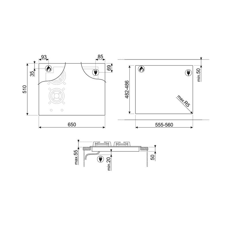 Комбінована варильна PM6643R 65 см Smeg (DOLCE STIL NOVO) Комбінована варильна PM6643R 65 см Smeg (DOLCE STIL NOVO)
