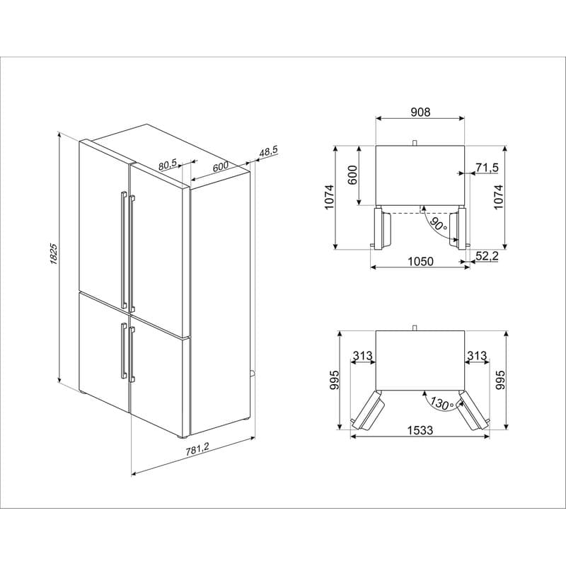 Холодильник 4-дверний Side-by-Side FQ60XDE 92 см Smeg (UNIVERSAL) Холодильник 4-дверний Side-by-Side FQ60XDE 92 см Smeg (UNIVERSAL)