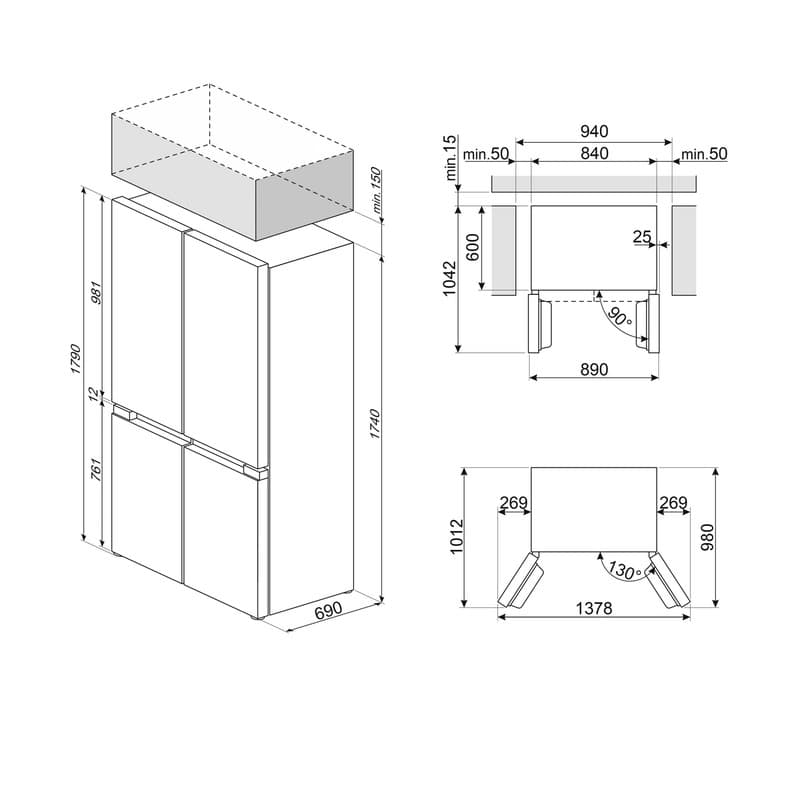 Холодильник 4-дверний Side-by-Side FQI48XE 84 см Smeg (UNIVERSAL) Холодильник 4-дверний Side-by-Side FQI48XE 84 см Smeg (UNIVERSAL)