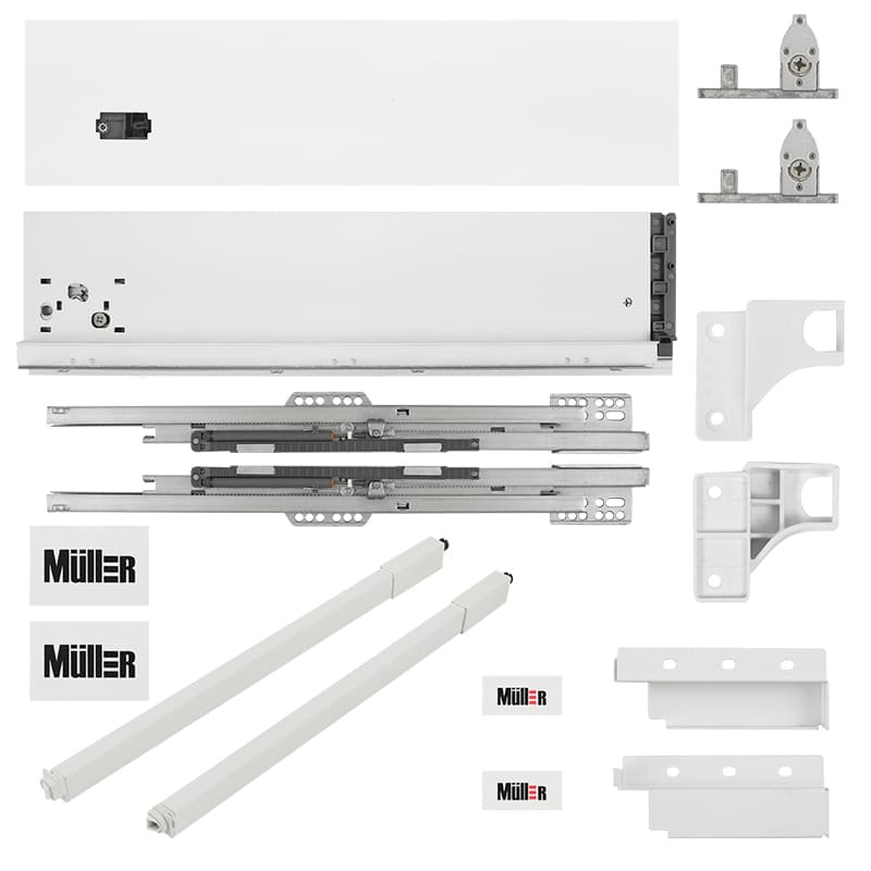 Комплект для шухляди Muller Box profi line 3D L=500 Н=127 (+1 релінг) білий Комплект для шухляди Muller Box profi line 3D L=500 Н=127 (+1 релінг) білий