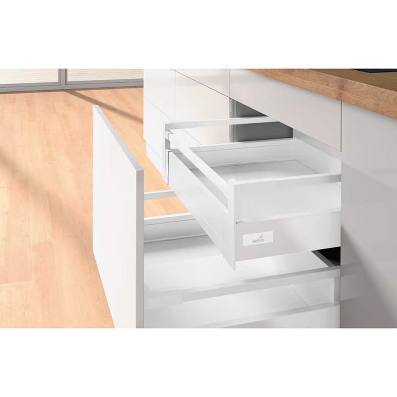Внутрішня шухляда Atira, частковий висув, L = 420мм H = 144мм, ШК = 900, білий Hettich Внутрішня шухляда Atira, частковий висув, L = 420мм H = 144мм, ШК = 900, білий Hettich