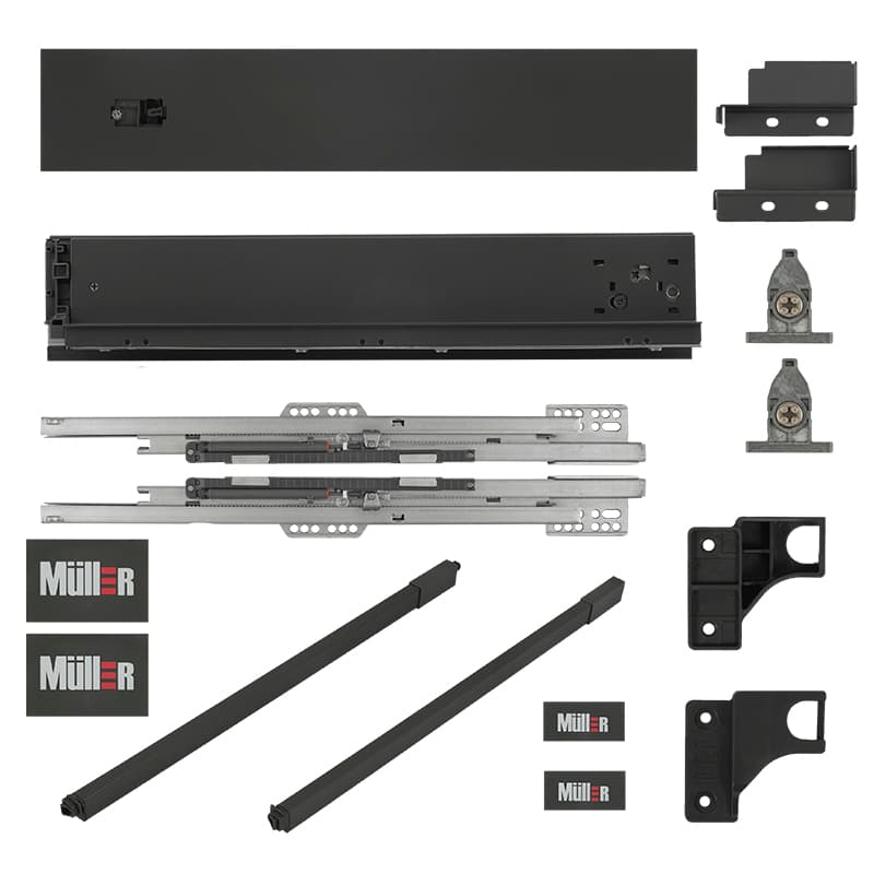 Комплект для ящика Muller Box profi line 3D L=350 Н=95 (+1 релинг) антрацит Комплект для ящика Muller Box profi line 3D L=350 Н=95 (+1 релинг) антрацит