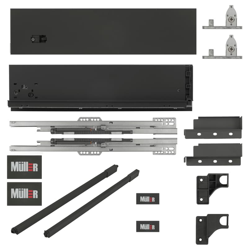 Комплект для ящика Muller Box profi line 3D L=550 Н=127 (+1 релинг) антрацит Комплект для ящика Muller Box profi line 3D L=550 Н=127 (+1 релинг) антрацит