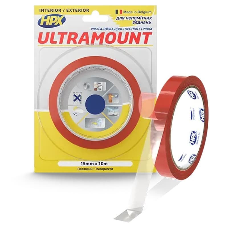 Лента двухсторонняя прозрачная HPX ULTRA MOUNT 15мм х 0,25мм х 10м Лента двухсторонняя прозрачная HPX ULTRA MOUNT 15мм х 0,25мм х 10м