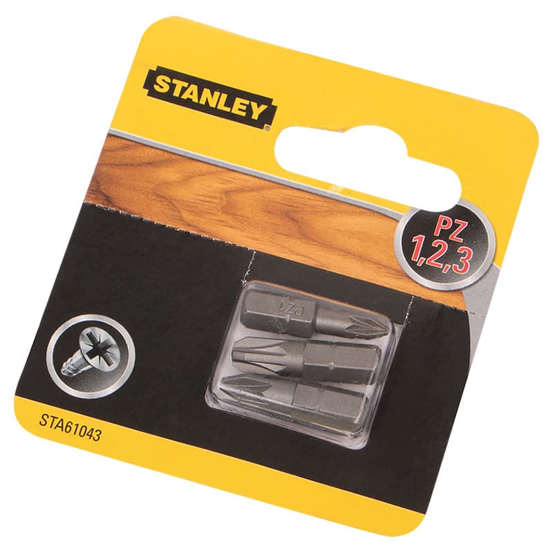 Біти Pz1, Pz2, Pz3, 25мм, 3шт. блістер STA61043 Stanley Біти Pz1, Pz2, Pz3, 25мм, 3шт. блістер STA61043 Stanley