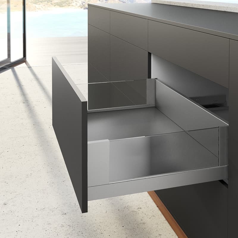 Комплект шухляди AvanTech YOU Q L=350 H=187 Inlay (скло) срібло Hettich