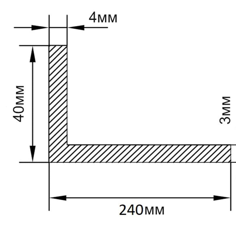 Алюминиевый уголок 240х40х3/4