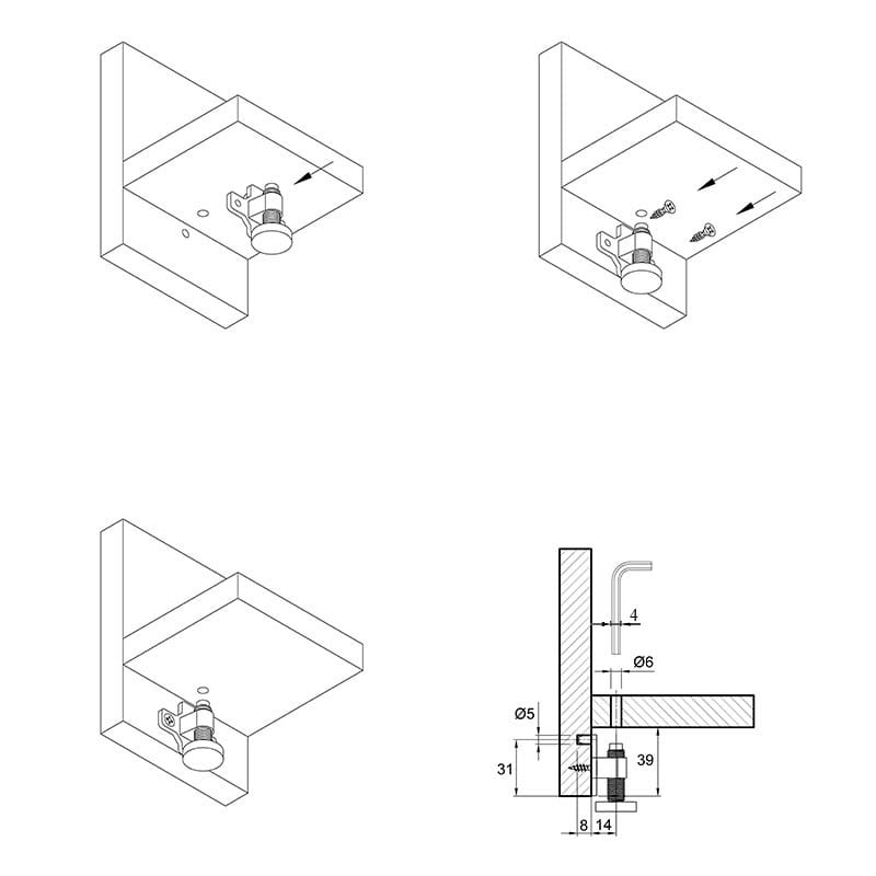 Опора регулируемая M10, H=38, сталь, (PI34) Permo