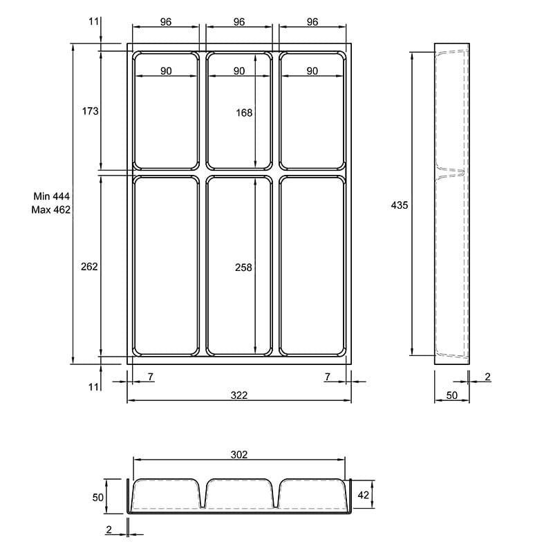 Организация OrgaTray 490 серебро, пластик L=470мм (9207241) Hettich
