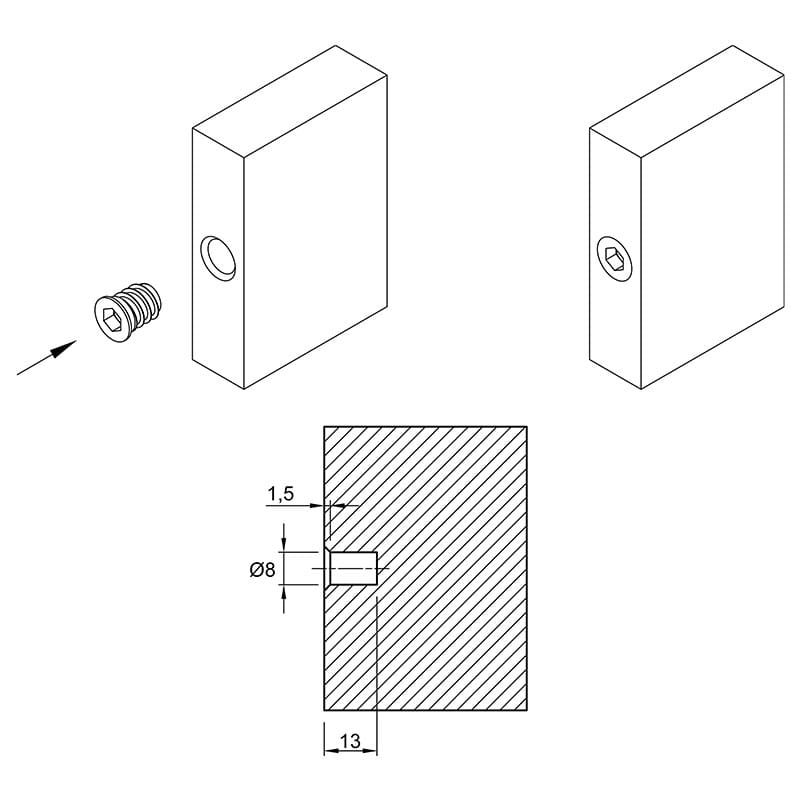 Муфта М6 L=12,5 D=8, угвинчувана, для меблевих опор, цинк, нерозтискна, Smart Муфта М6 L=12,5 D=8, угвинчувана, для меблевих опор, цинк, нерозтискна, Smart