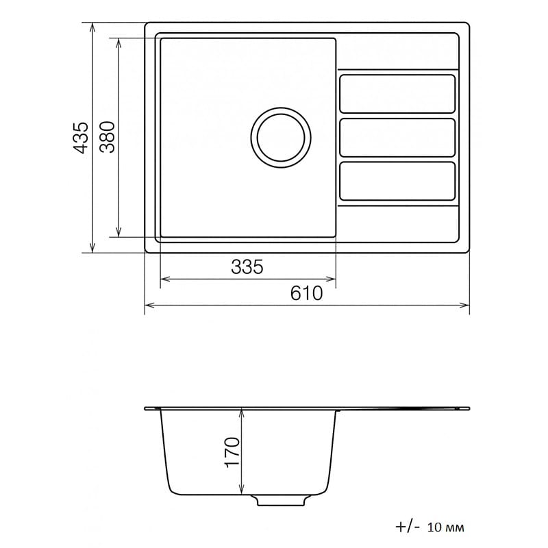 Мойка гранитная Model E 010.62 серый Cascata