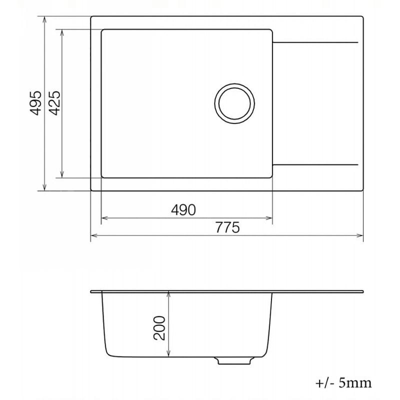 Мийка гранітна Model K 040.78 XL сірий Cascata