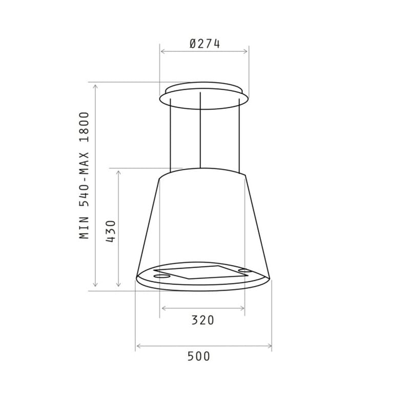 Витяжка Острівна JUNO BL/F/50 Чорна ELICA