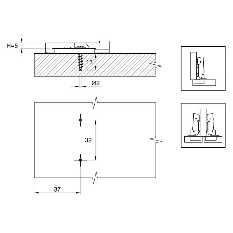 Монтажная планка Sensys дистанция 5 c эксцентриком (9071673) Hettich Монтажная планка Sensys дистанция 5 c эксцентриком (9071673) Hettich