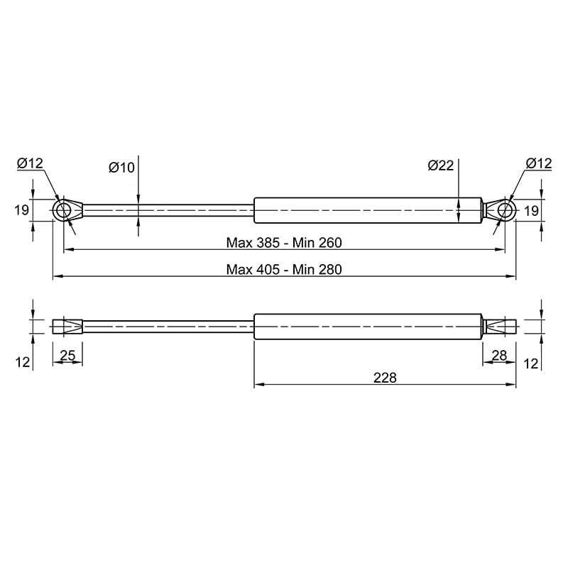 Газовый амортизатор 1200N, Suspa Газовый амортизатор 1200N, Suspa