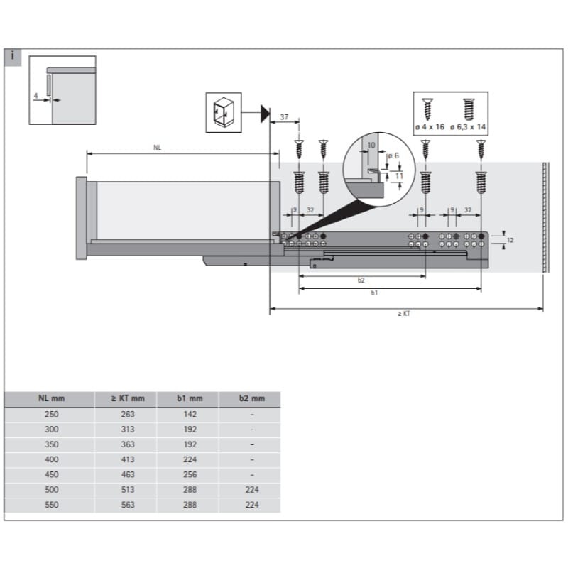 Quadro V6.P2O L=550мм полного выдвижения, правая, ДСП до 19 мм (9292846) Hettich