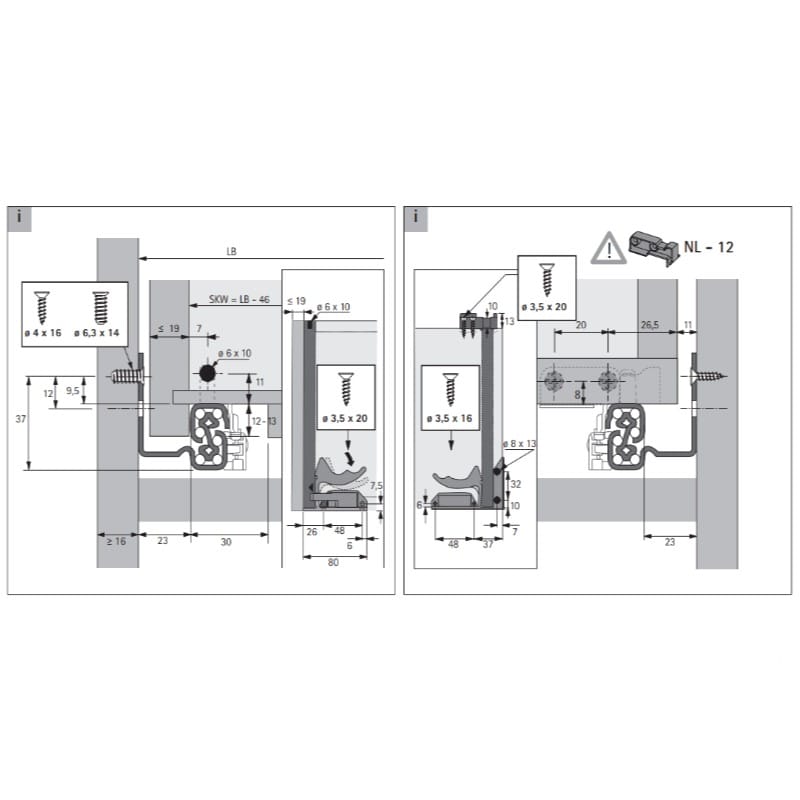 Quadro V6.P2O L=550мм полного выдвижения, правая, ДСП до 19 мм (9292846) Hettich