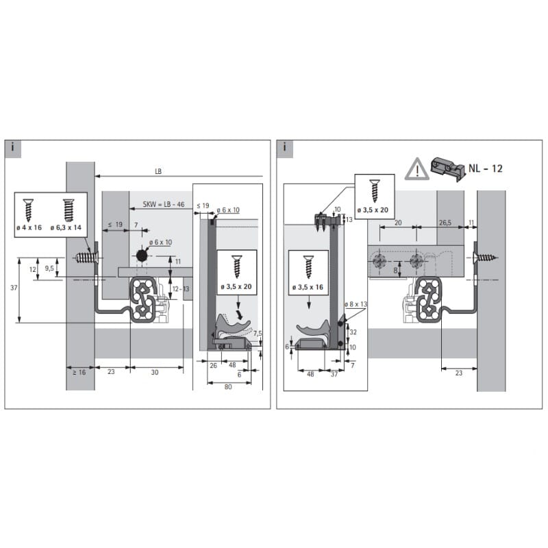Quadro V6.Silent System L=550мм полного выдвижения, левая, ДСП до 19 мм (9254165) Hettich