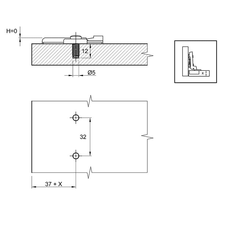 Монтажная планка Sensys дистанция 0 с евровинты (9071625) Hettich