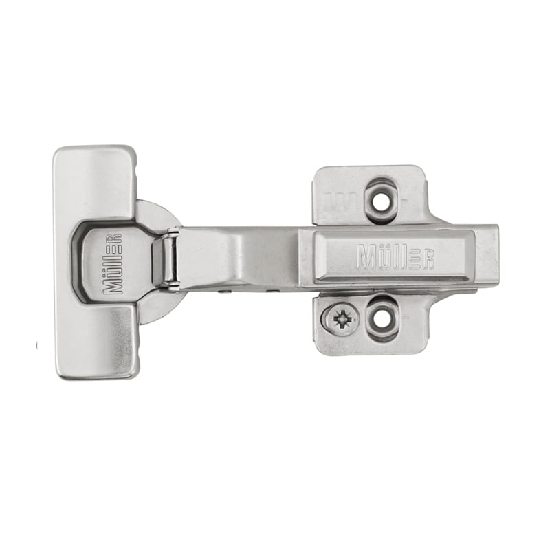 Петля Clip-On, 30°, угловая, с доводчиком, никель, 3D, Muller Profi Line