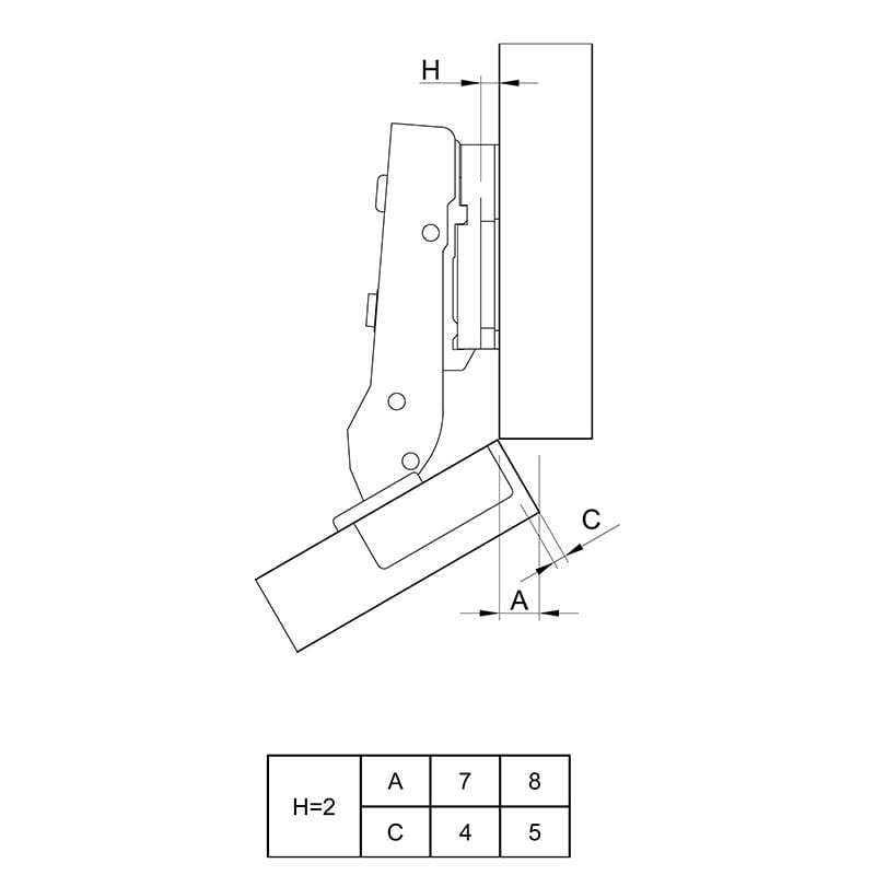 Петля Clip-On, 30°, угловая, с доводчиком, никель, 3D, Muller Profi Line