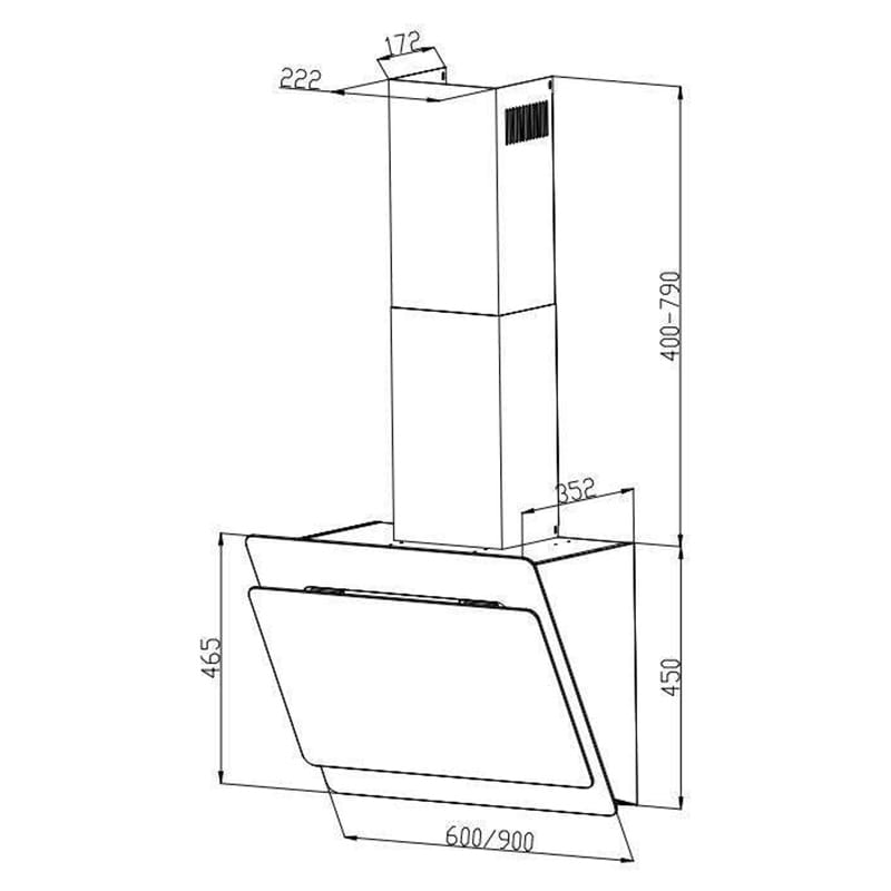 Витяжка BRAVO WH A/60/GL/K 600мм біла INTERLINE Витяжка BRAVO WH A/60/GL/K 600мм біла INTERLINE