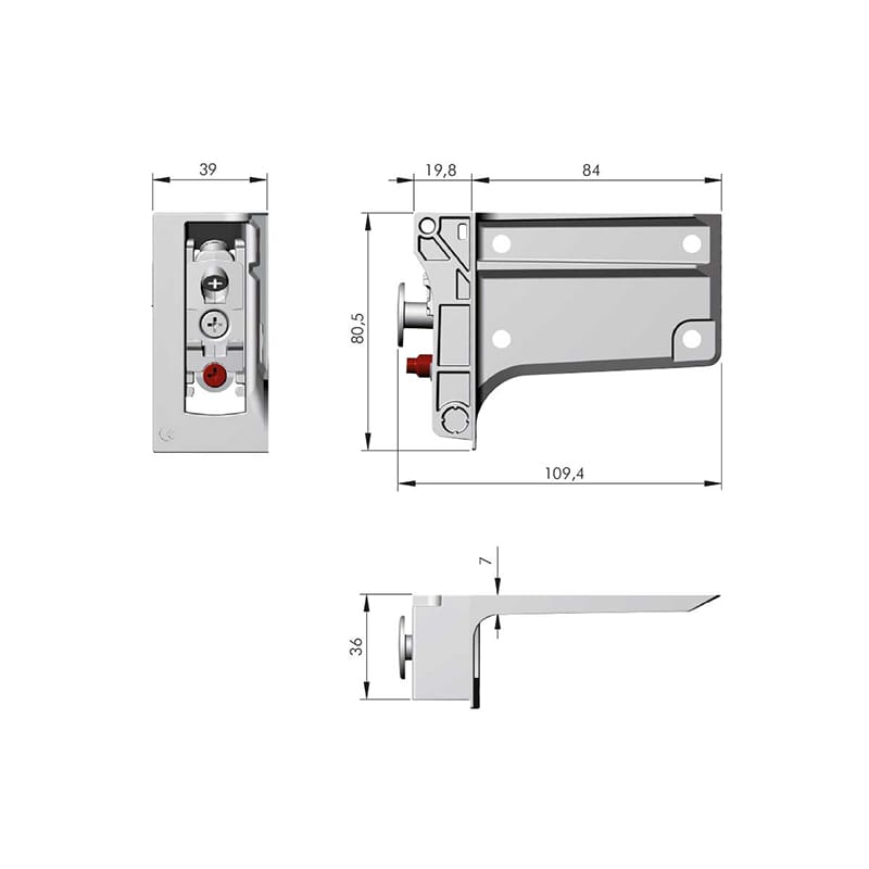 Подвес LIBRA H7 правый / винт, муфта / 120-160 кг, Italiana Ferramenta (63422260ZN)