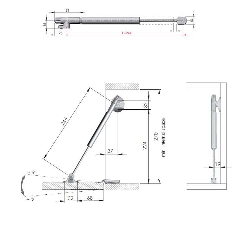 KRABY лифт открываение вниз L244, Italiana Ferramenta (42210010UZ)