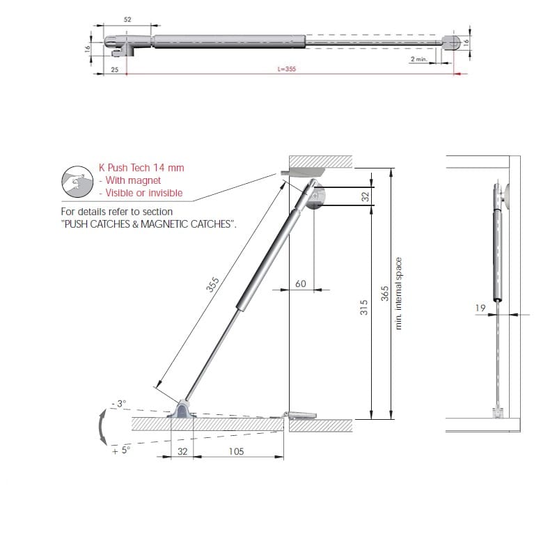 К-т KRABY PushToOpen амортизатор газ. / открытие вниз L355, Italiana Ferramenta, для ДСП/МДФ К-т KRABY PushToOpen амортизатор газ. / открытие вниз L355, Italiana Ferramenta, для ДСП/МДФ