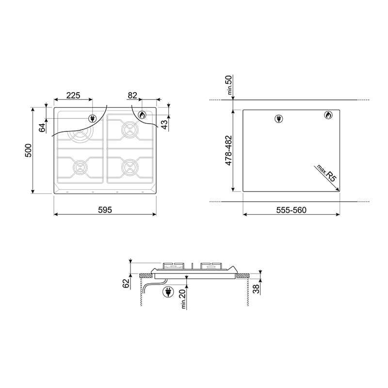 Газова поверхня SR964PGH Smeg