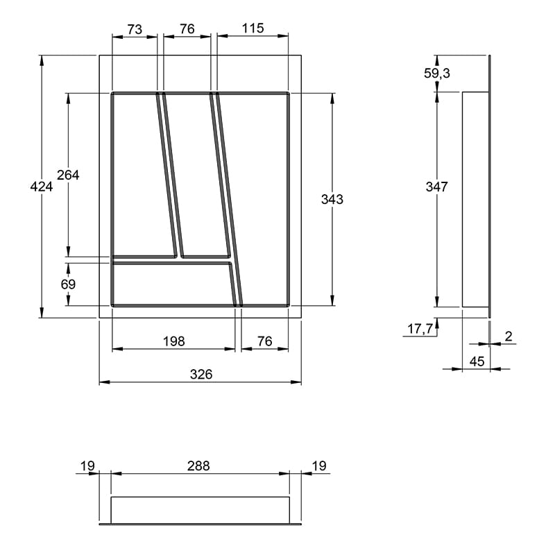Організація OrgaTray 740 срібло, пластик L=450 W=400 AvanTech YOU (9302707) Hettich