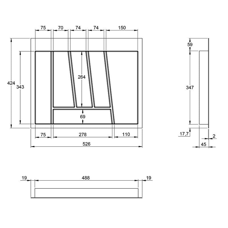 Організація OrgaTray 740 біла, пластик L=450 W=600 AvanTech YOU (9302737) Hettich
