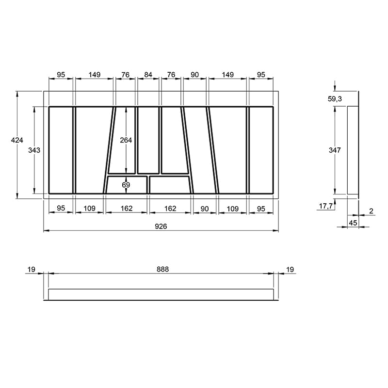 Організація OrgaTray 740 біла, пластик L=450 W=1000 AvanTech YOU (9302740) Hettich