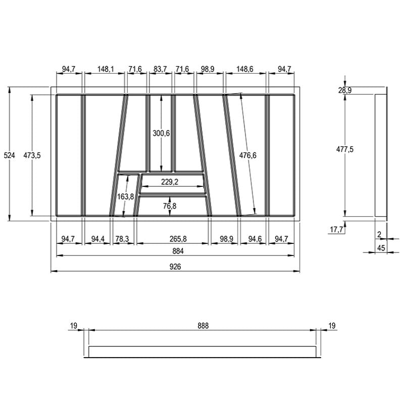 Организация OrgaTray 740 белая, пластик L=550мм W=1000мм AvanTech YOU (9302758) Hettich Организация OrgaTray 740 белая, пластик L=550мм W=1000мм AvanTech YOU (9302758) Hettich