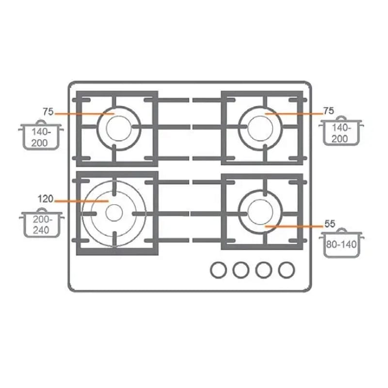 Газовая поверхность белая FHG 1444 VGHT Fabiano